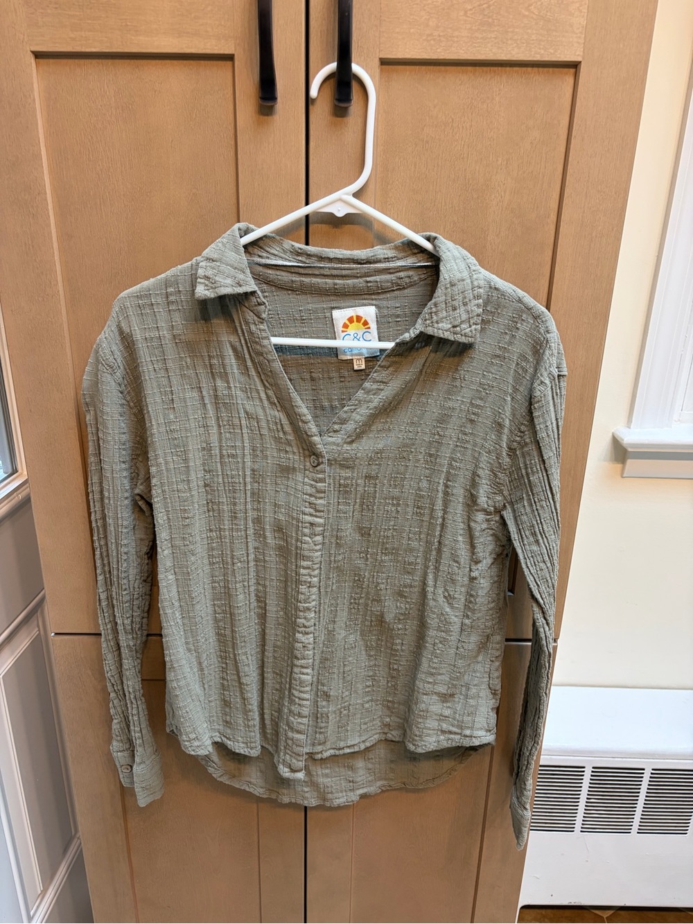 C&C California Olive Textured Button-Down Shirt